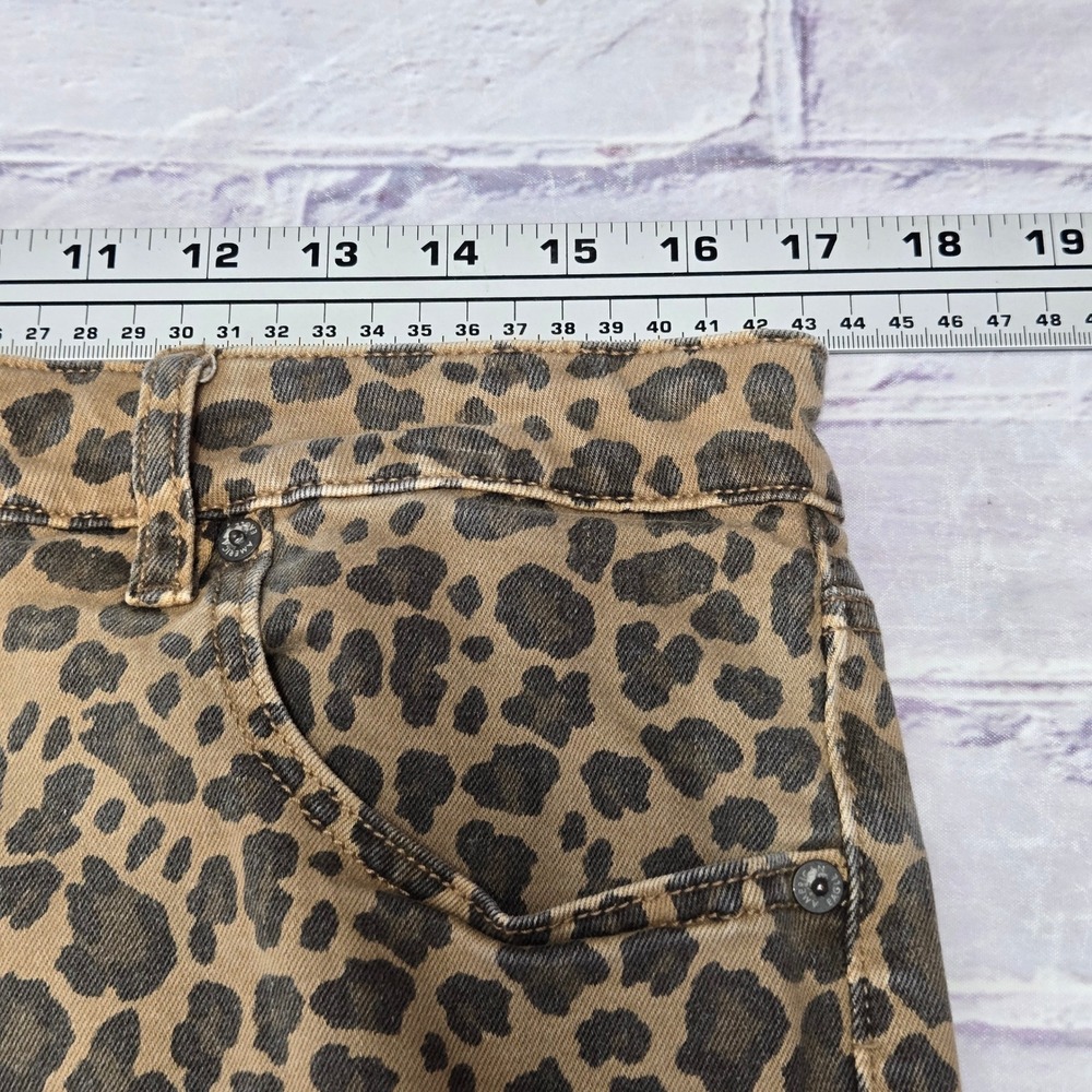 American Eagle Jeans Tan Leopard Wide Leg Animal Print Women Size 12 Regular - Picture 12 of 16
